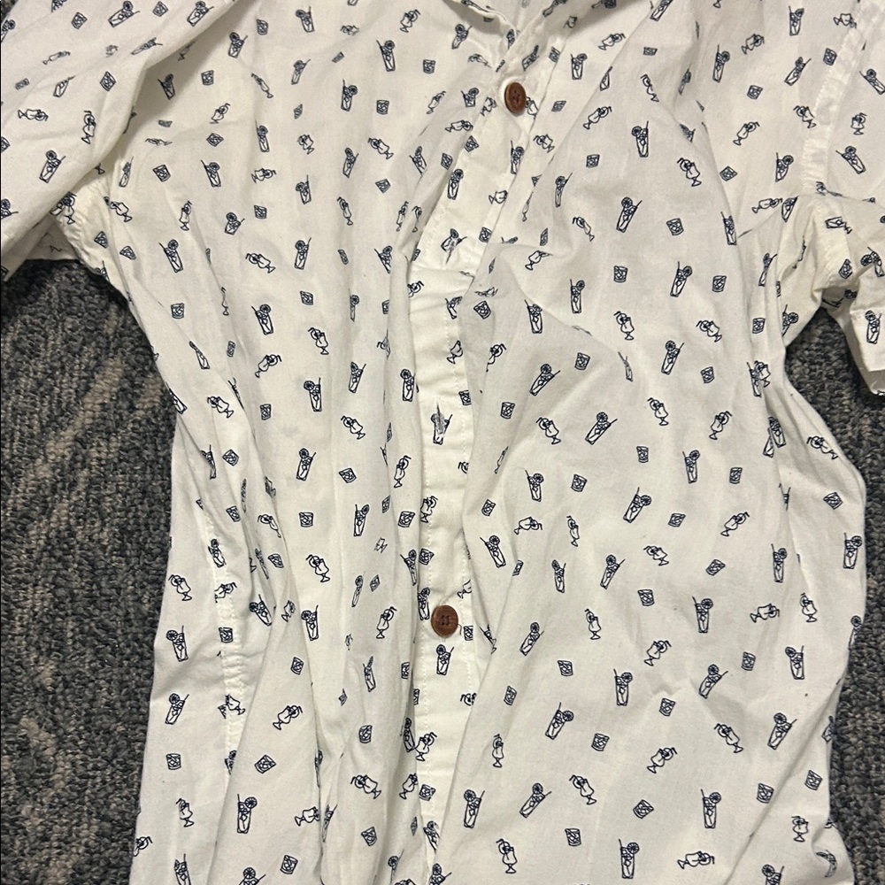 Express Cream Patterned Button Down Shirt - Picture 4 of 8